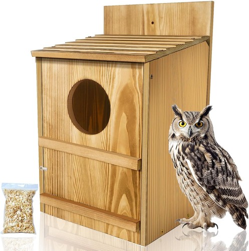Large wooden owl nesting box - wooden,