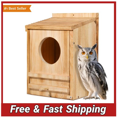 Wooden owl house nesting - house,